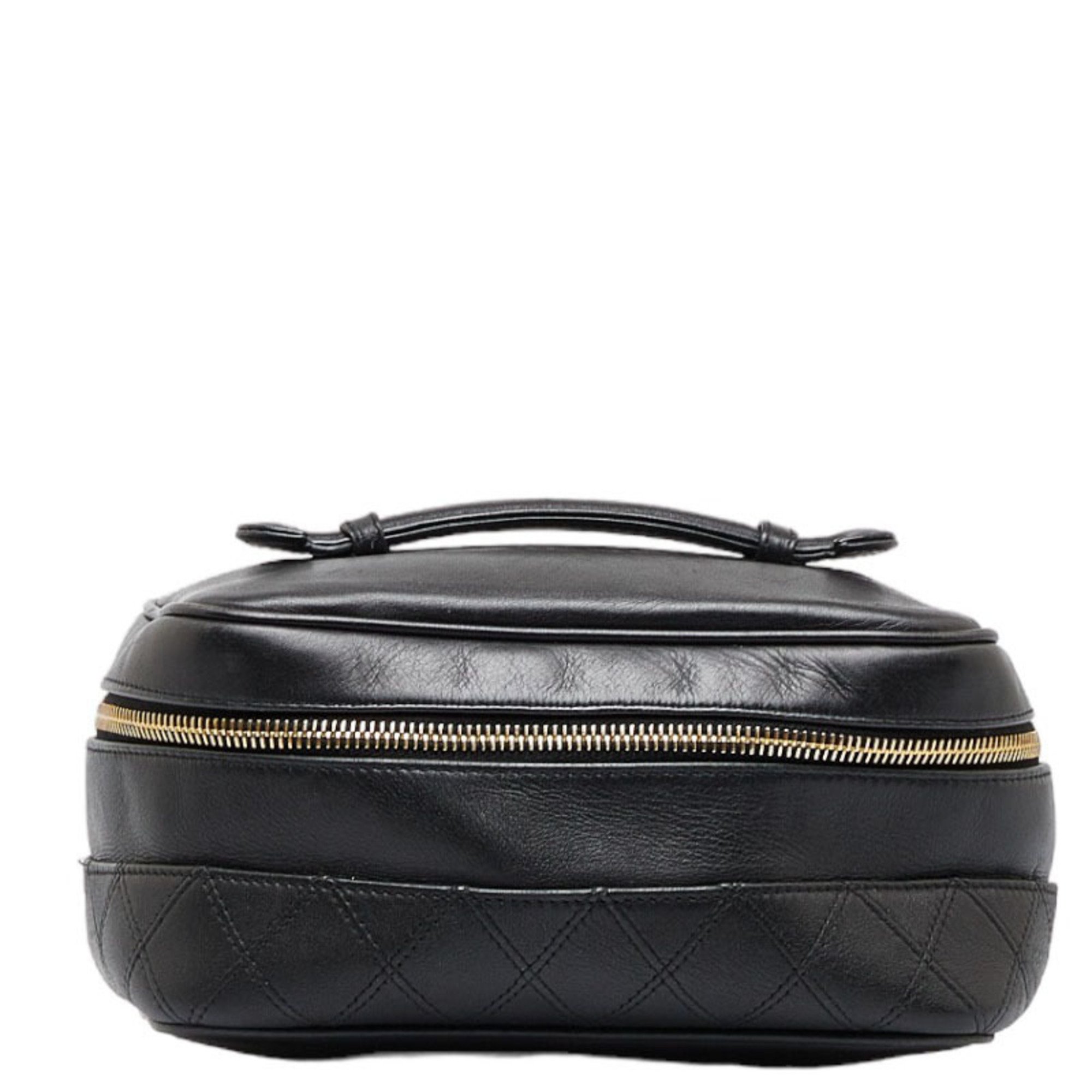 Chanel Cocomark Bicolore Vanity Bag Handbag Black Lambskin Ladies
